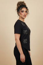 Load image into Gallery viewer, Diamond Bow &amp; "Love" Embellished Curved-Hem Tee (6 Color Options)