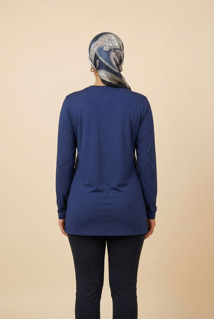 Side Split Embroidered Long-Sleeve Top (Multiple Colors Available)