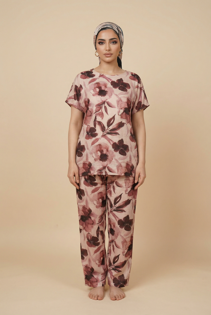 Watercolor Floral Plus-Size Loungewear Set