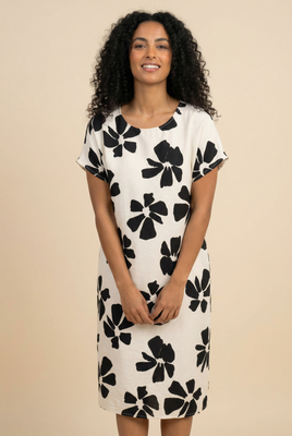 Bold Floral-Print Loose-Fit Midi Dress (2 Color Options)