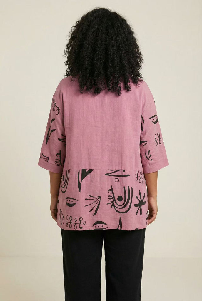 Linen-Blend Henley Top