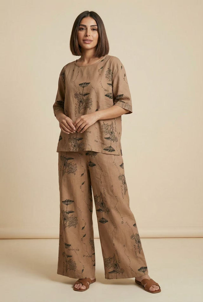 Botanical Print Linen-Blend Co-Ord Set (Multiple Pattern Options)
