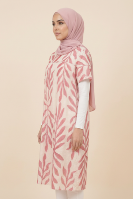 Modest Leaf-Print Tunic Dress (Multiple Color Options)