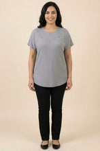 Load image into Gallery viewer, Rhinestone Embellished Ribbed Short-Sleeve Top