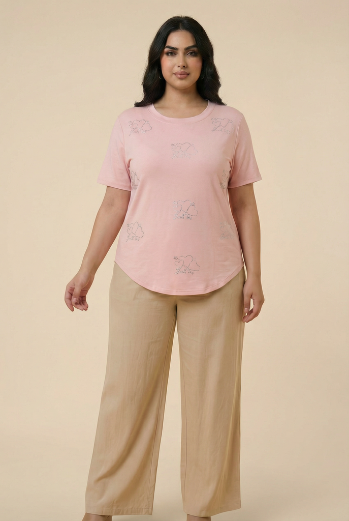 Diamond Cloud Embellished Casual Tee (6 Color Options)