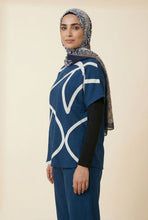 Load image into Gallery viewer, Geometric Line Print Short-Sleeve Top (Multiple Color Options)