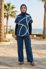 Load image into Gallery viewer, Geometric Line Print Short-Sleeve Top (Multiple Color Options)