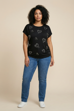 Load image into Gallery viewer, Diamond Swirl-Heart Embellished Relaxed Tee (4 Color Options)