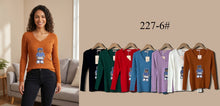 Load image into Gallery viewer, Scallop V-Neck Ribbed Knit Top (Multi-Color &amp; Multi-Pattern Options)