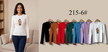 Load image into Gallery viewer, Crew Neck Ribbed Knit Top with Embroidered Motif (Multi-Color &amp; Multi-Pattern Options)
