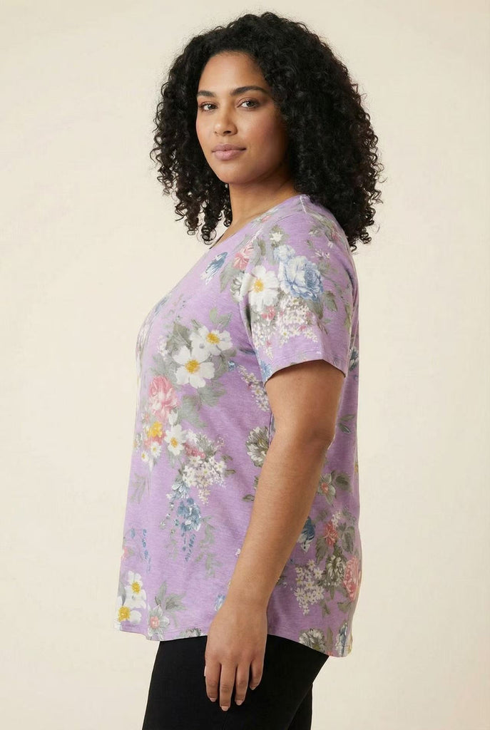 Curved Hem Printed Short-Sleeve Tee