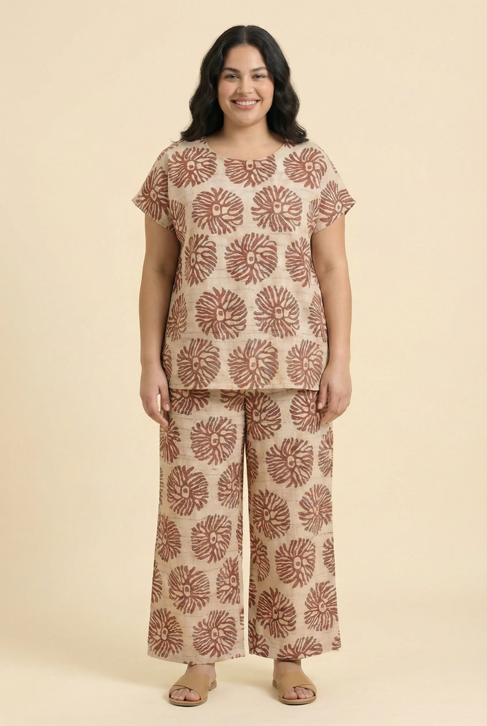 Block-Print Floral Modest Loungewear Set (4 Color Options)
