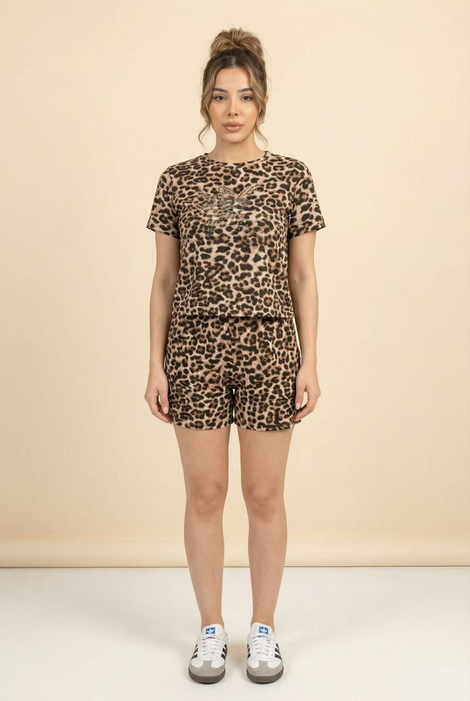 Leopard Print High-Waisted Short Co-Ord Set (Multiple Pattern Options)