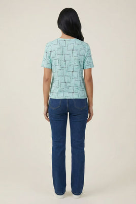 Geo-Line Print Short-Sleeve Tee (Multiple Color Options)