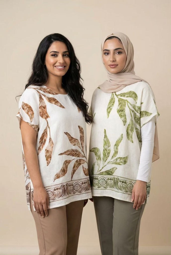 Botanical Print Short-Sleeve Top (Multiple Prints & Colors Available)