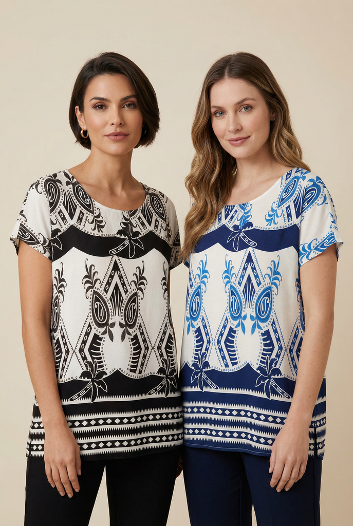 Bohemian Tribal-Print Tunic Blouse (4 Color Options)