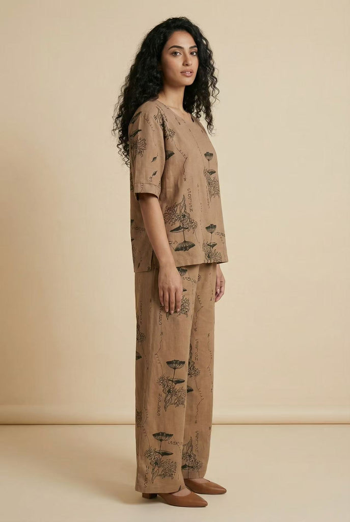 Botanical Print Linen-Blend Co-Ord Set (Multiple Pattern Options)
