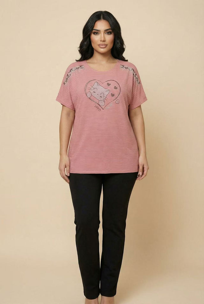 The Rhinestone-Embellished Striped Dolman Tee (Multi-Color Options)