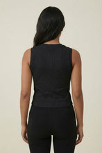 Load image into Gallery viewer, Sleeveless Cropped Rhinestone Ribbed Top