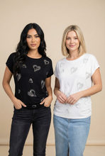 Load image into Gallery viewer, Diamond Swirl-Heart Embellished Relaxed Tee (4 Color Options)