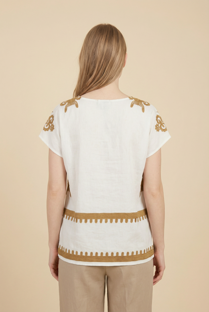 Ethnic Motif Embroidered Blouse (4 Color Options)