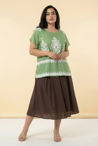 Embroidered Folk-Pattern Blouse (4 Color Options)