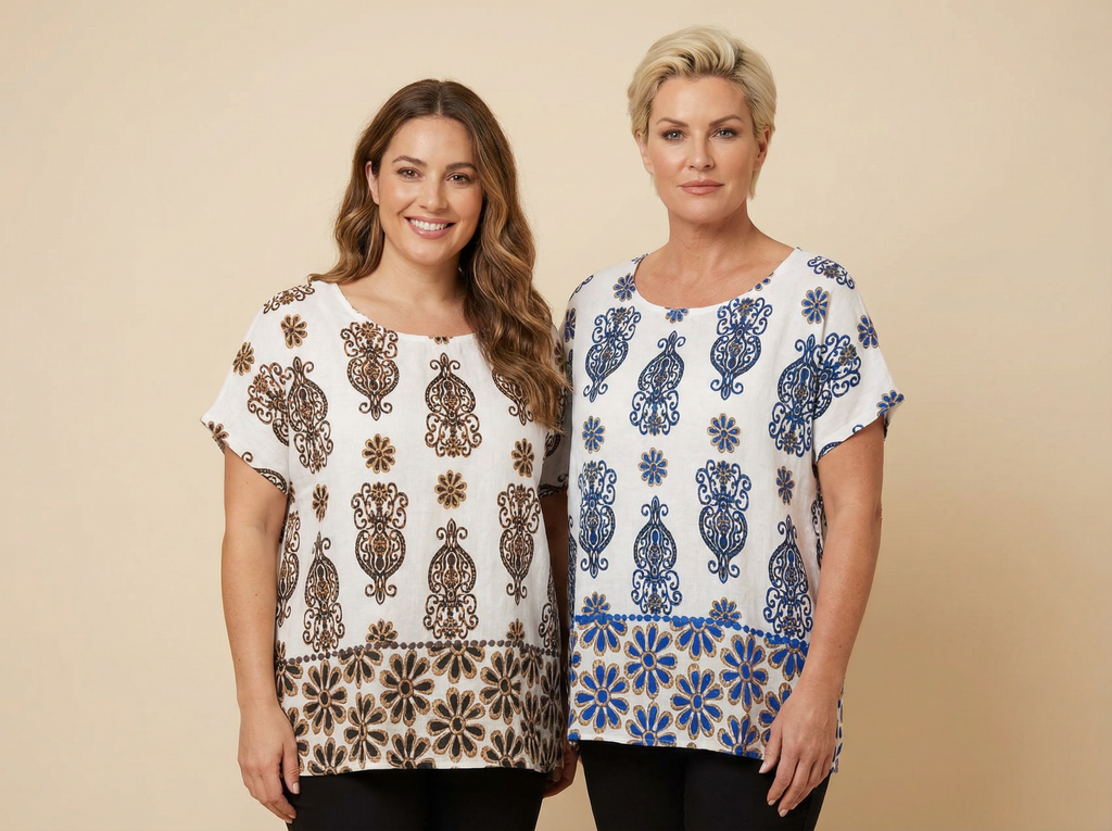 Bohemian Motif Relaxed Blouse (4 Color Options)