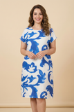 Watercolor Floral-Pattern Loose-Fit Midi Dress (3 Color Options)