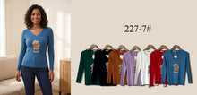 Load image into Gallery viewer, Scallop V-Neck Ribbed Knit Top (Multi-Color &amp; Multi-Pattern Options)