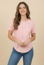 Load image into Gallery viewer, Diamond Half-Heart Embellished Curved-Hem Tee (6 Color Options)