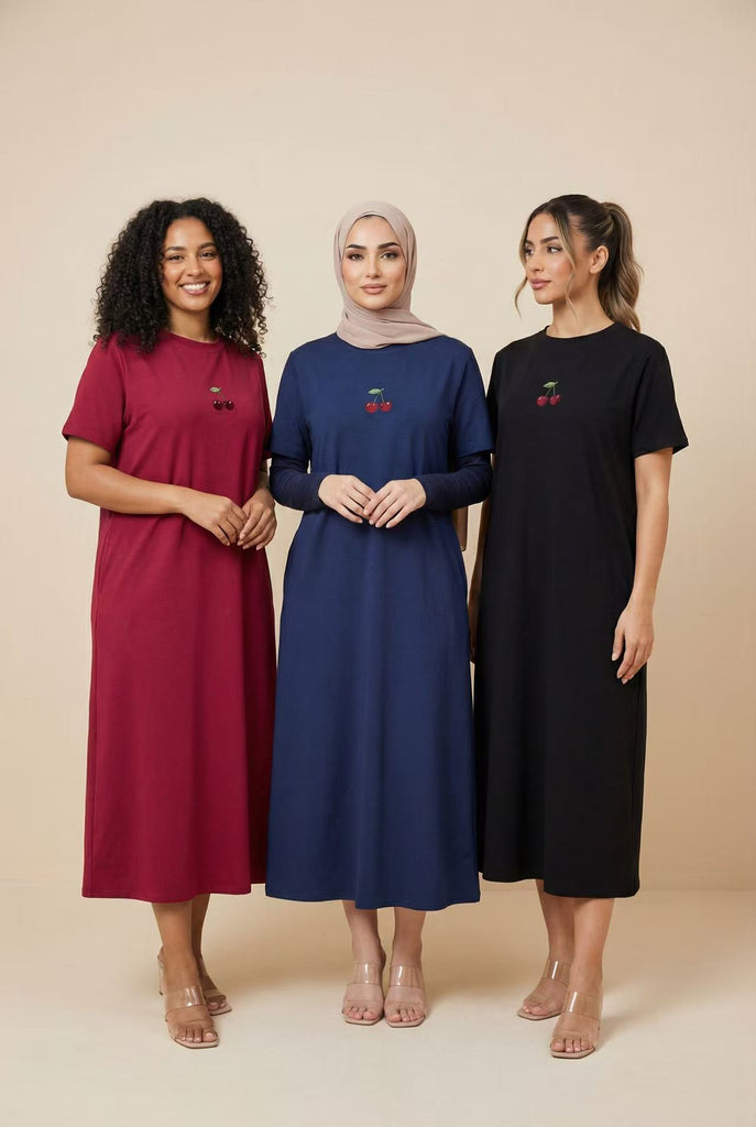 Embroidered Detail Short-Sleeve T-Shirt Dress (Multiple Styles Available)