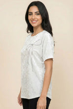 Load image into Gallery viewer, Velvet Bow-Accent Short-Sleeve Top