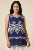 Sleeveless Border Print Tunic Top