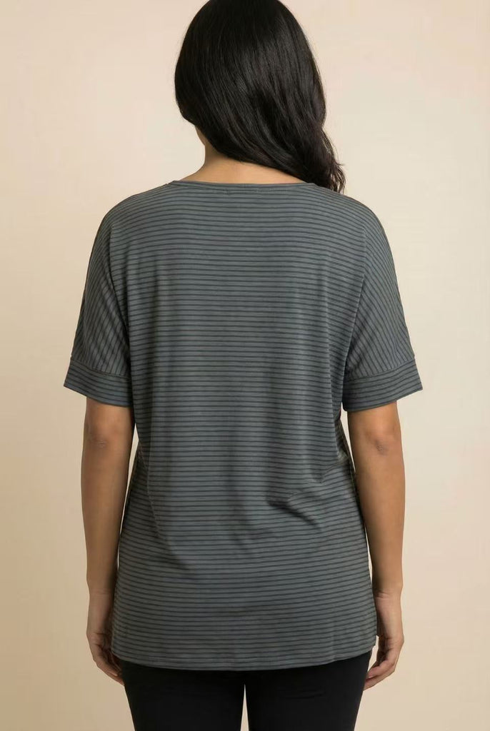 The Tonal Stripe Easy-Fit Crew Neck Tee (Multi-Color Options)