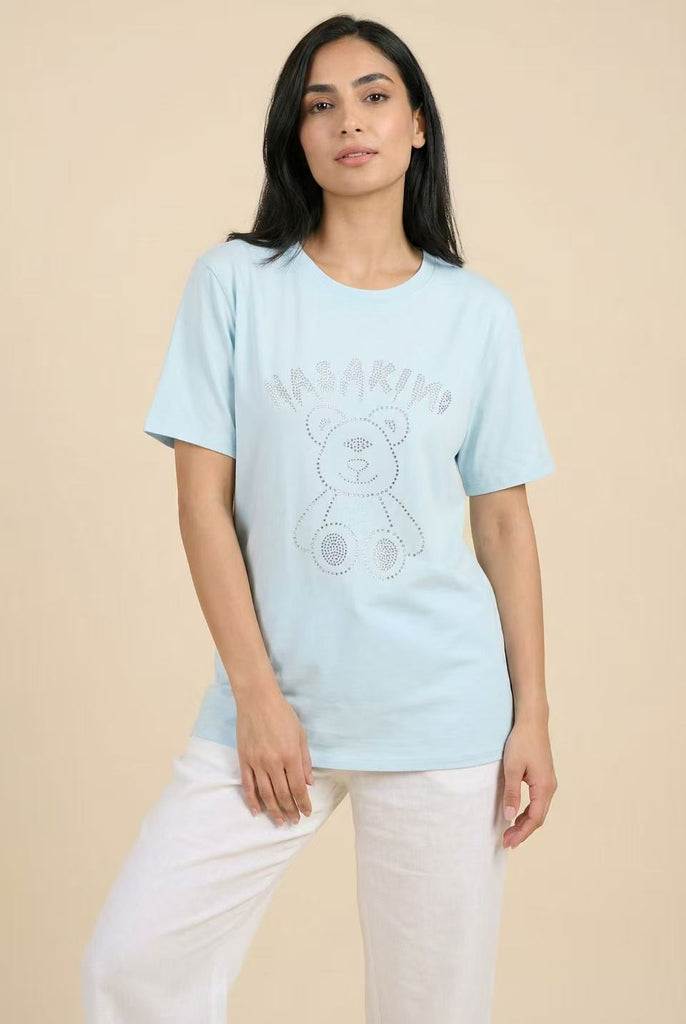 Bear & Letter Rhinestone Short-Sleeve Tee (Multiple Color Options)