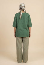 Load image into Gallery viewer, V-Neck Elbow-Sleeve Linen-Blend Top (Multiple Colors Available)