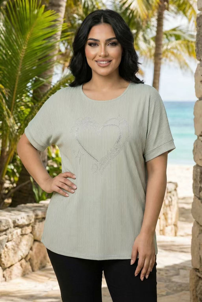 The Rhinestone Embellished Ribbed Dolman Tee (Multi-Color Options)