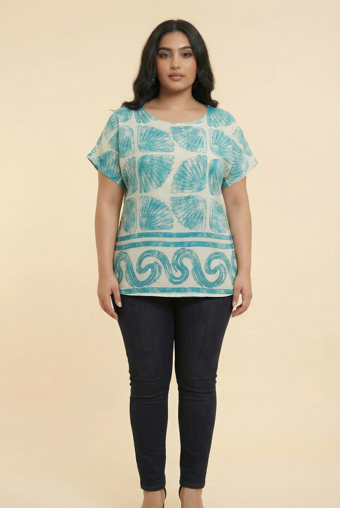 Marina Scallop Print Blouse (4 Color Options)