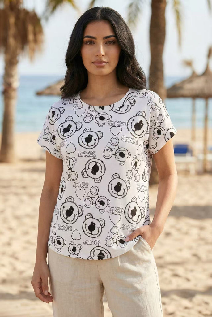 The Playful Sketch Teddy Bear All-Over Print Tee