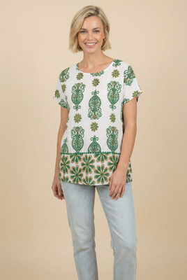 Bohemian Motif Relaxed Blouse (4 Color Options)