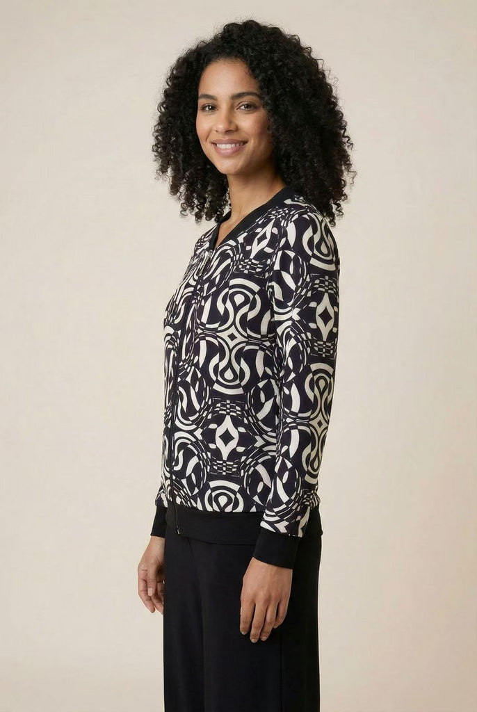 The Abstract Geometric Zip-Up Bomber Jacket