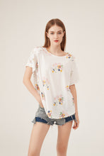 Load image into Gallery viewer, Boho Floral Embroidery Lace-Shoulder Loose White Blouse
