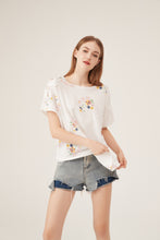 Load image into Gallery viewer, Boho Floral Embroidery Lace-Shoulder Loose White Blouse