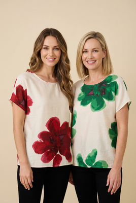 Watercolor Floral Linen Blouse (4 Color Options)
