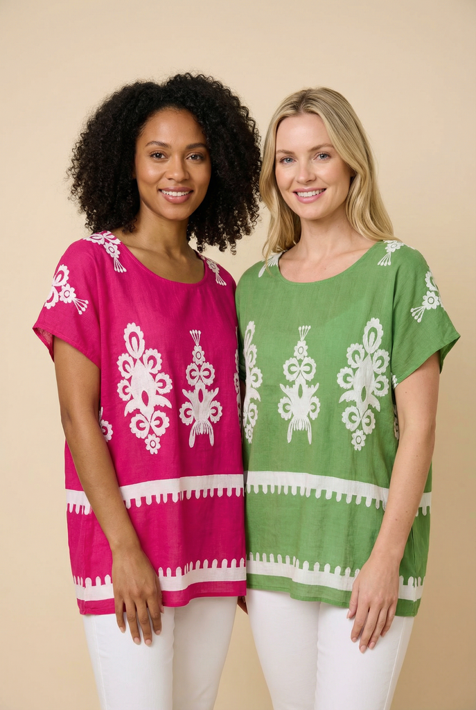 Ethnic Motif Embroidered Blouse (4 Color Options)