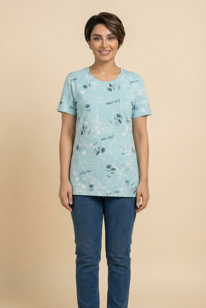 Botanical Script Print Short-Sleeve Tee (4 Color Options)