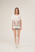 Load image into Gallery viewer, French Lace Collar Floral Embroidery Loose White T-Shirt