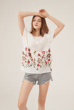 Load image into Gallery viewer, French Lace Collar Floral Embroidery Loose White T-Shirt