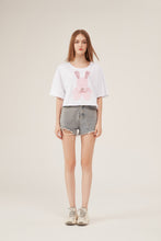 Load image into Gallery viewer, Cute Rabbit Applique Sequin Detail Loose White Crop Top