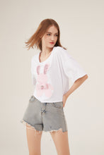Load image into Gallery viewer, Cute Rabbit Applique Sequin Detail Loose White Crop Top